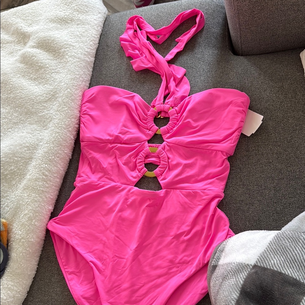 SOLUNA SWIM Vibrant Pink Cutout Swimsuit